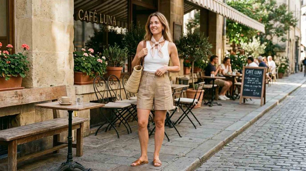 Tailored Linen Shorts + Simple Ribbed Tank