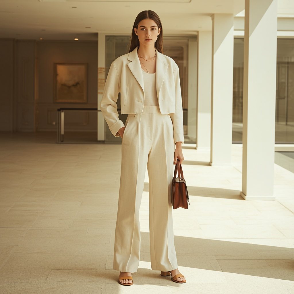 Ecru Linen Co-Ord + Minimalist Sandals